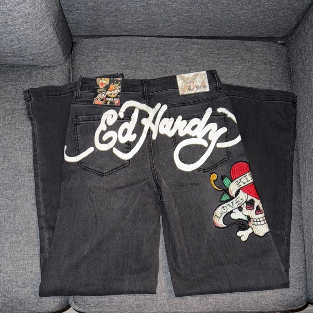 Ed Hardy Black Straight Jeans Classic Style